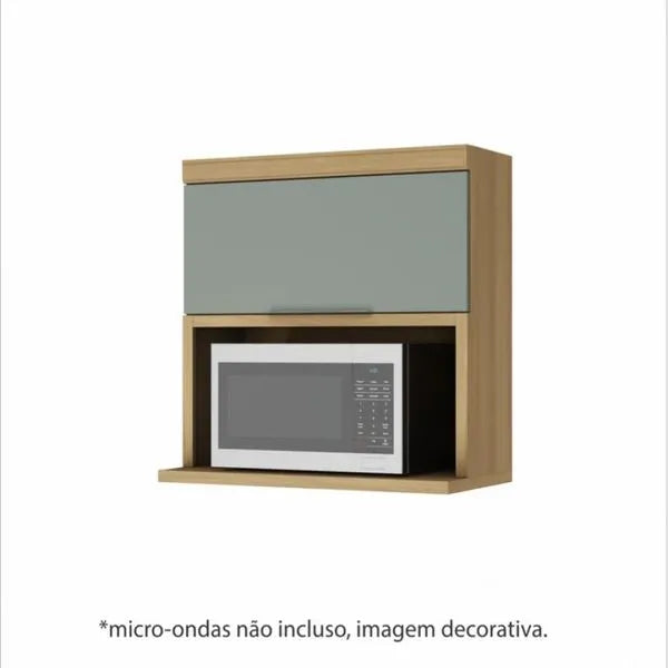 Armario Aéreo Micro 1 Porta Basculante 80 Cm MDF Marquesa Nesher - NATURE/VERDE