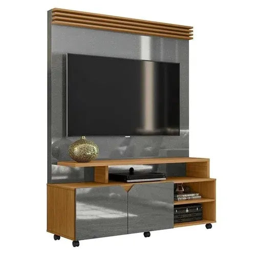 Home Para TV até 55" 2 Portas Berlim Lukaliam - CINZA PER/TAUARI RIPADO