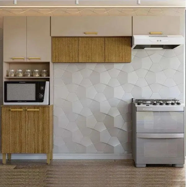 Cozinha Compacta 9  Portas Urbane Kit's Paraná - FREIJO VANILLA RIPADO