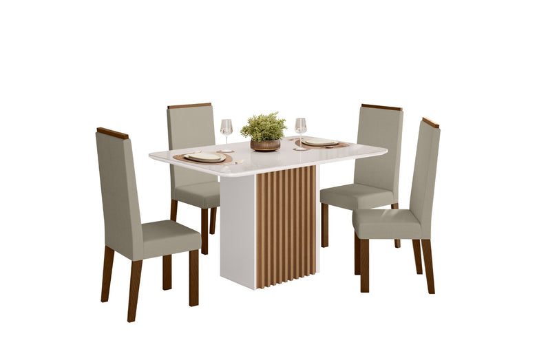 Conjunto de Mesa de Jantar Cris Picolla 136X90 com 4 Cadeiras Livia Sonetto