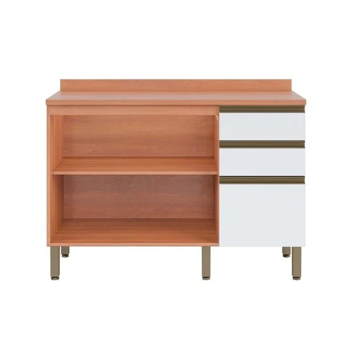 Balcão de Cozinha Macadâmia 120cm 2 Portas 3 Gavetas Telasul