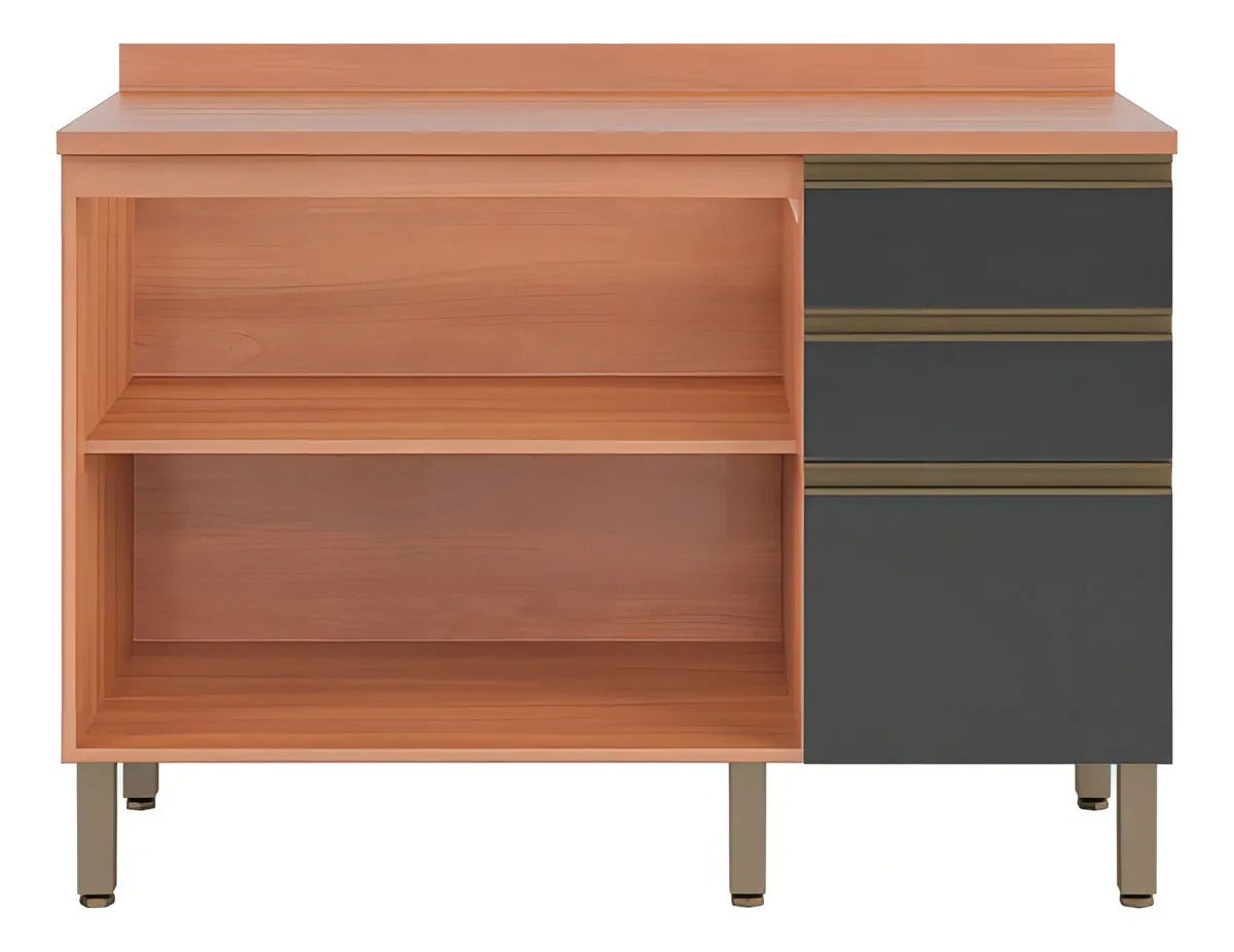 Balcão de Cozinha Macadâmia 120cm 2 Portas 3 Gavetas Telasul