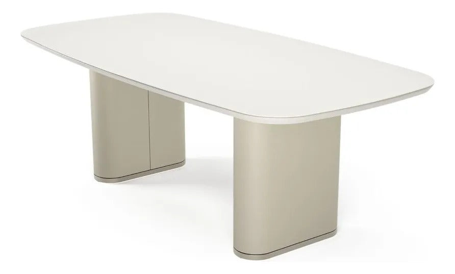 Mesa de Jantar 2,20m com Vidro Lintz Província para 8 Lugares