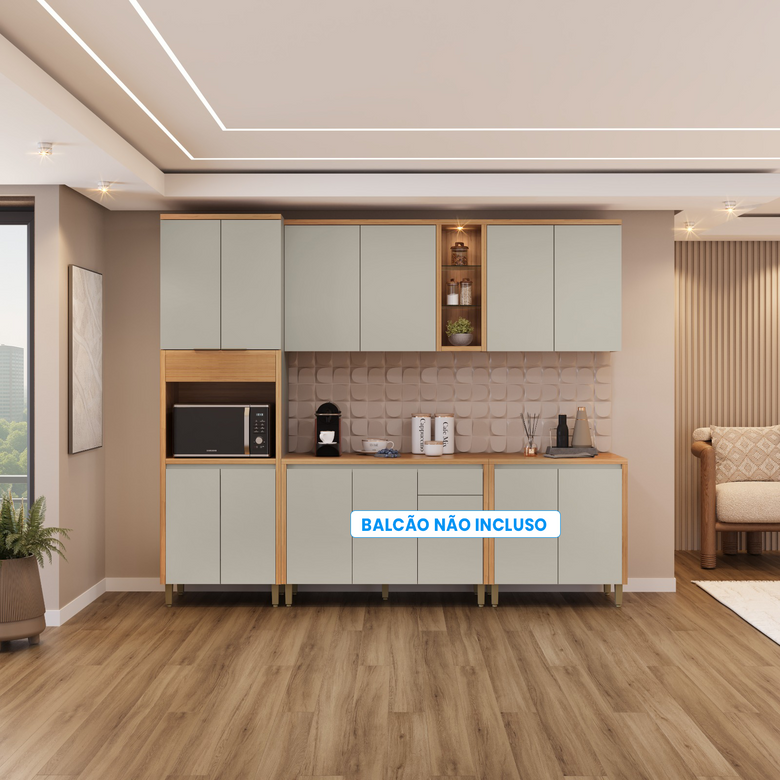 Kit Cozinha Compacta Allure 8 Portas 3 Peças Linea