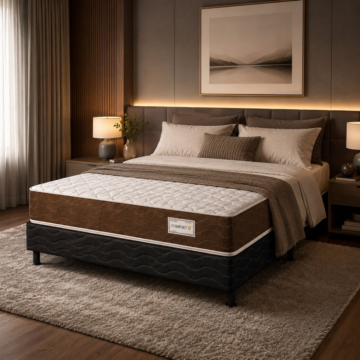 Conjunto Box Casal 188x138 Confort LN Reconflex - MARROM