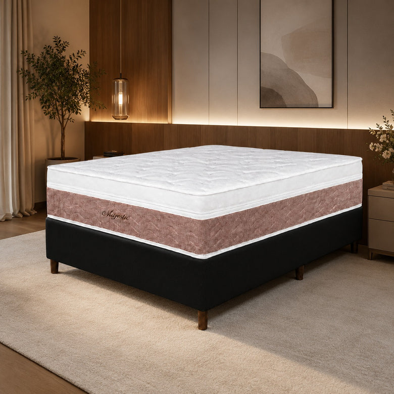 Cama Box Casal (Base + Colchão) Majestic Design