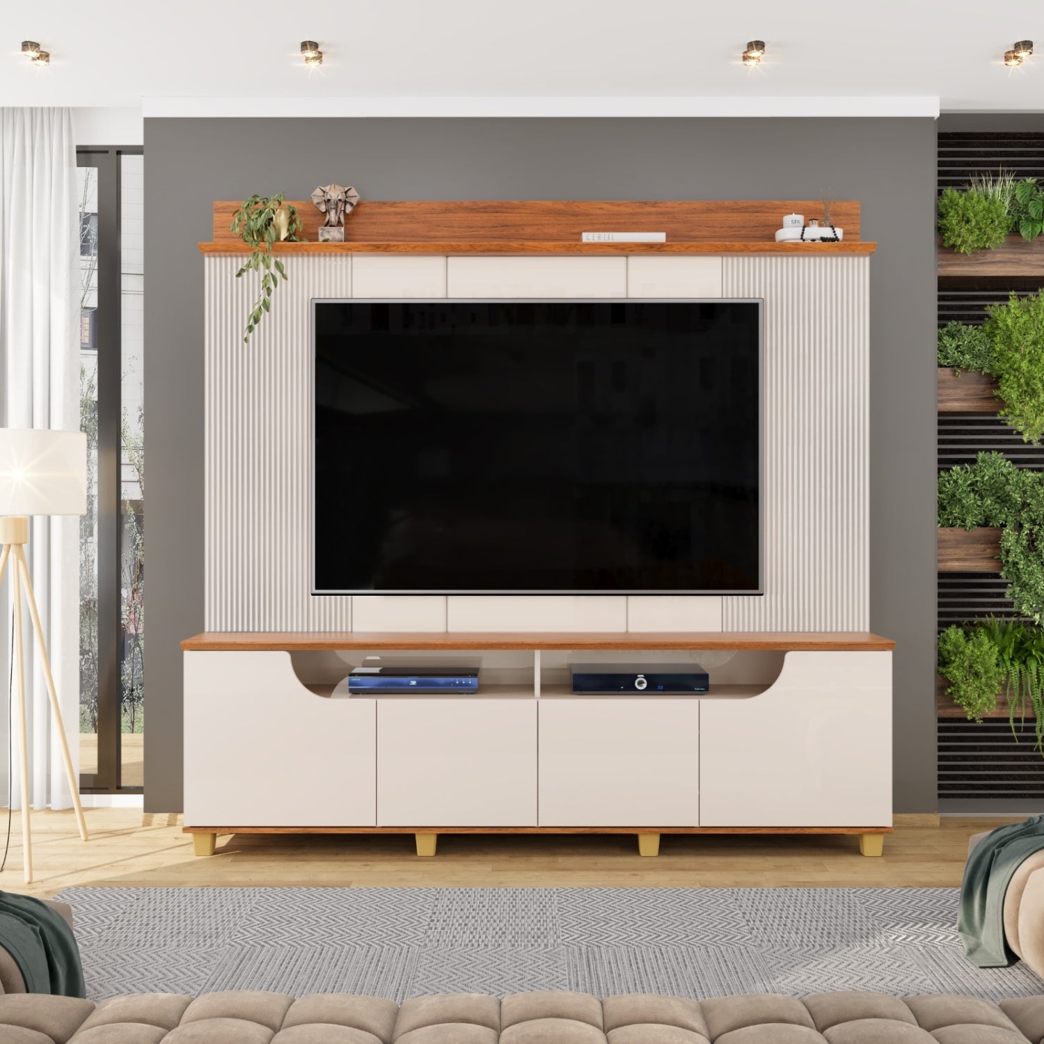 Home Para Tv de até 75" Polegadas Chanfrado Gama Dj Móveis - OFF WHITE