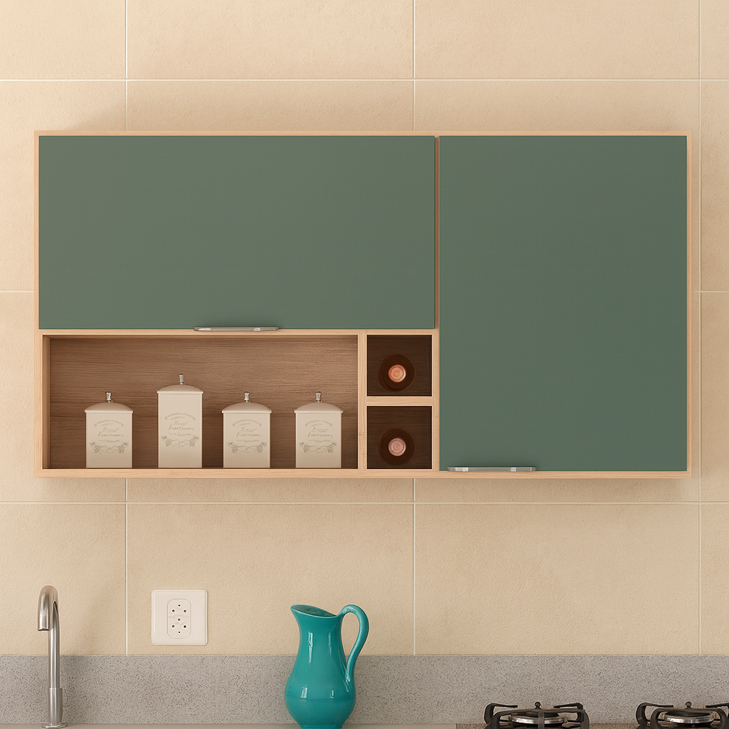 Armário Aéreo 120cm 2 Portas com Nichos Firenze Demóbile - AMENDOLA/ NUDE PRIME TX