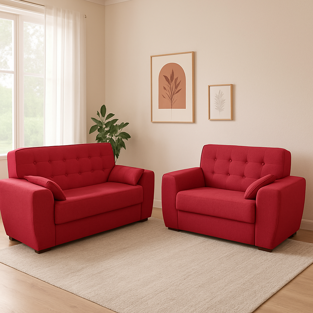 Conjunto de Sofás 3 e 2 Lugares Berlim Masterflex - PENA VERMELHO