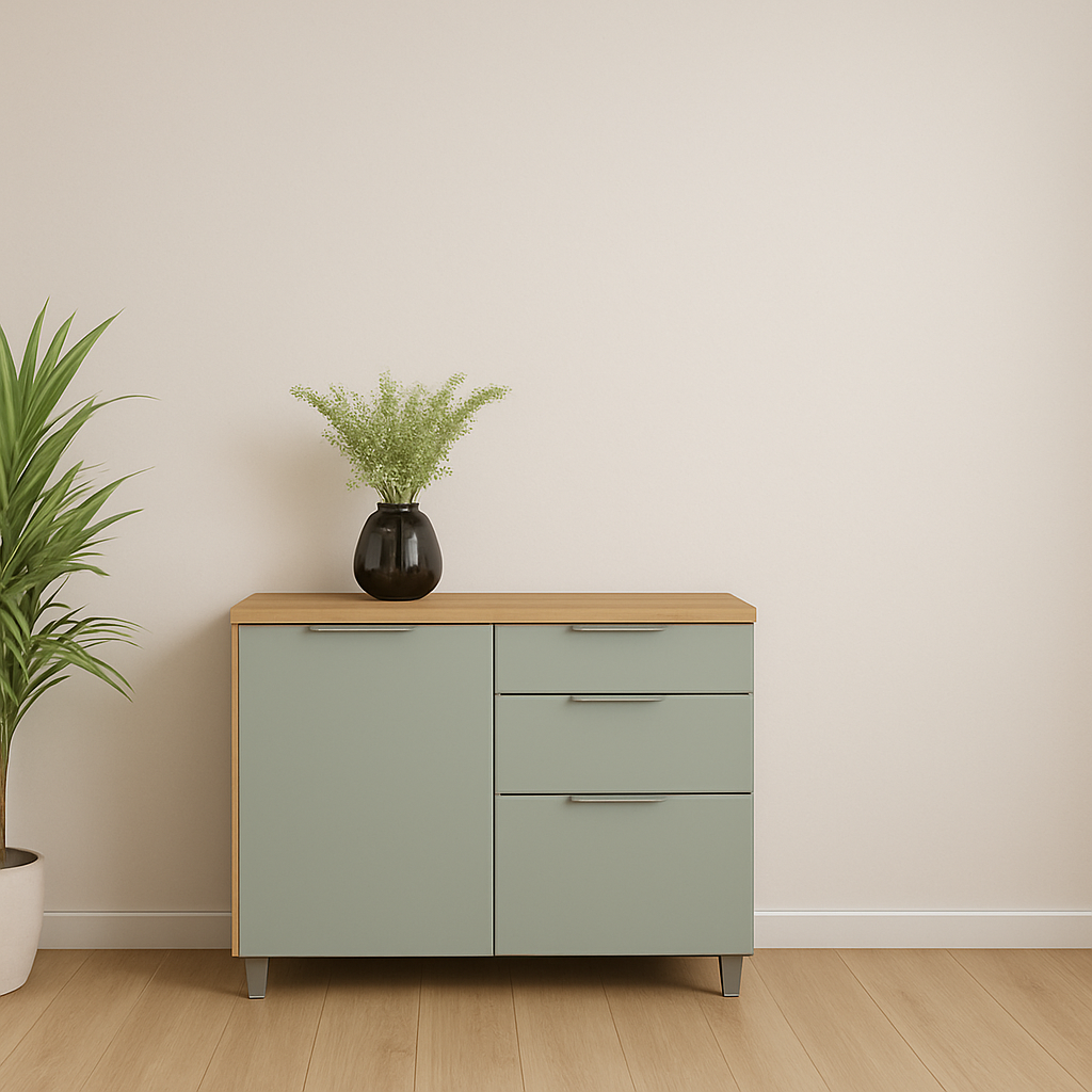 Balcão Para pia 1 Porta 3 Gaveta 120 Cm MDF  Marquesa Nesher - NATURE-VERDE