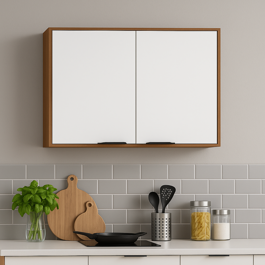 Armário Aéreo 80cm 2 Portas Firenze Demóbile - AMENDOLA/BRANCO