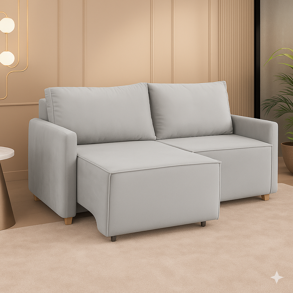 Sofá Retrátil 03 Lugares Monza Marquês Estofados - VELUDO GRANITO  CINZA