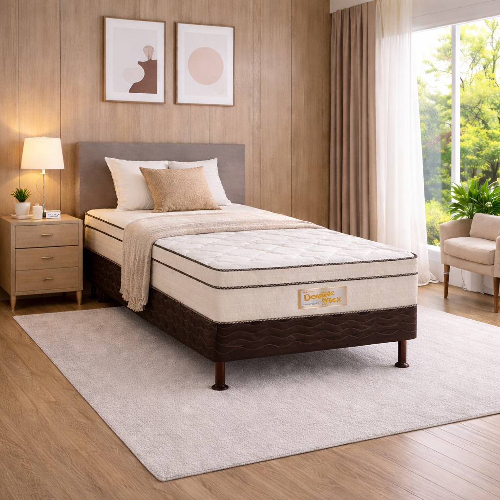 Cama Box Solteiro Conjugada New Double Flex 88x188 Reconflex - CINZA