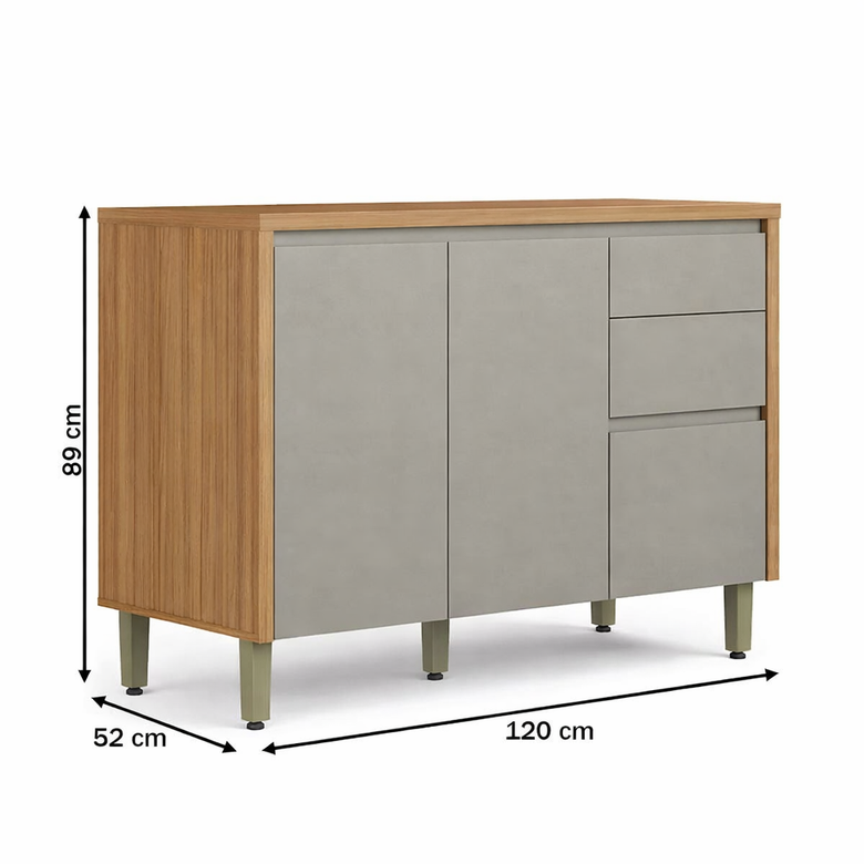 Balcão 2 Portas 3 Gavetas 120cm Allure linea