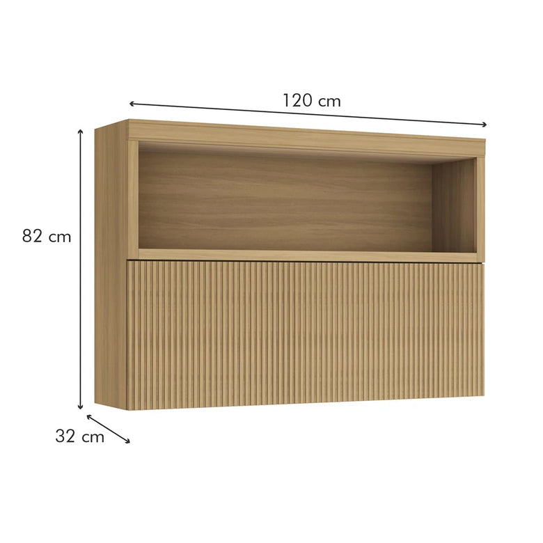 Armario Aereo 1 Porta Basculante Ripado 120 CM MDF Marquesa Nesher