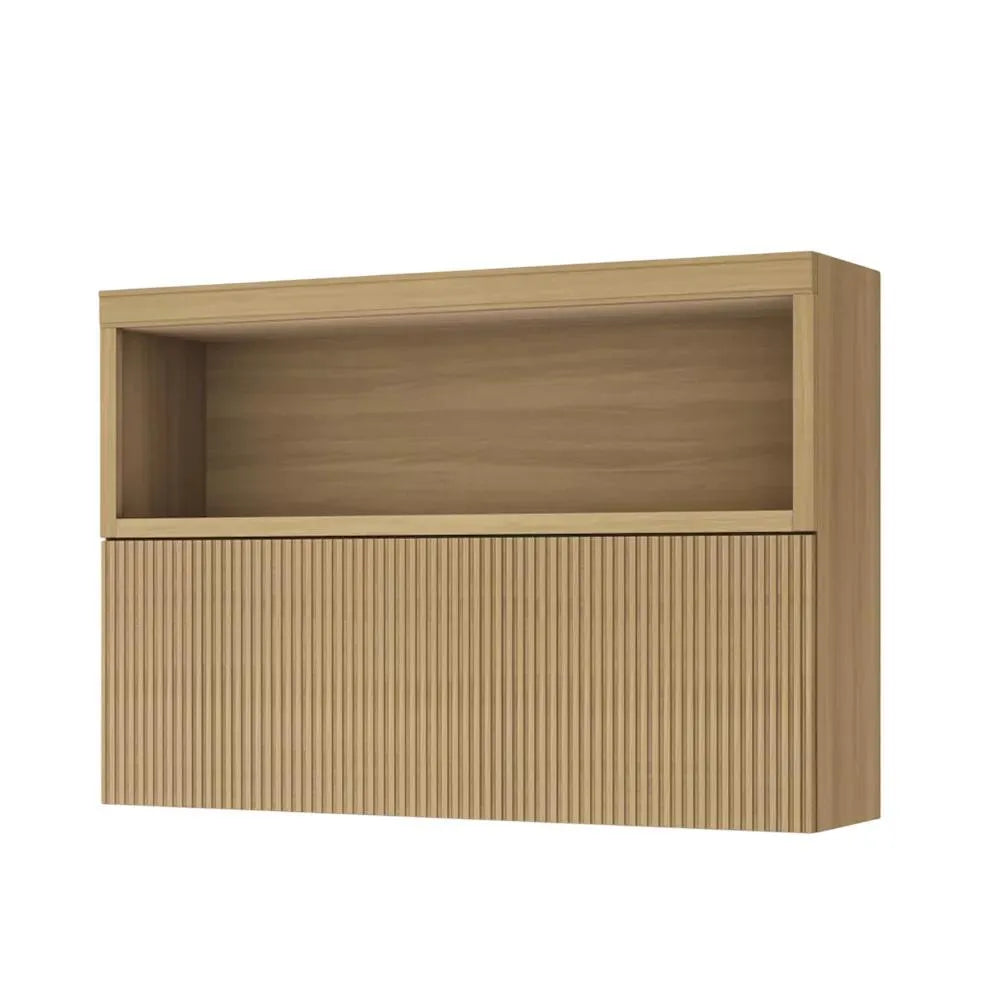 Armario Aereo 1 Porta Basculante Ripado 120 CM MDF Marquesa Nesher - NATURE