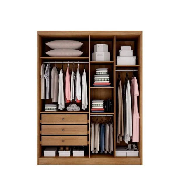 Guarda Roupa Solteiro 4 Portas 3 Gavetas MDF Moderni Plus Novo Horizonte