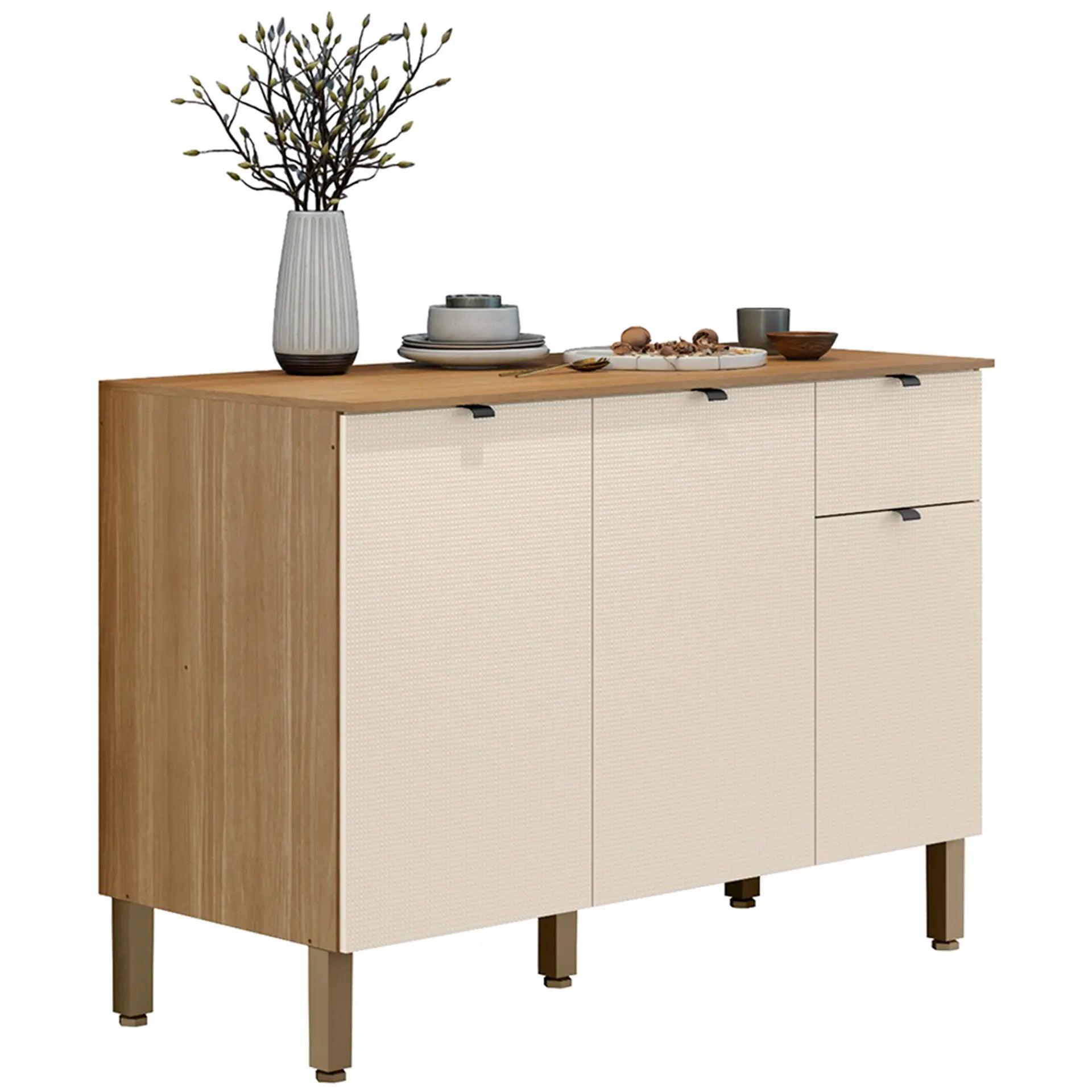 Balcão de Cozinha 3 Portas 1 Gaveta 120cm MDF Vert Plus Kits Paraná - FREIJO/SOFT