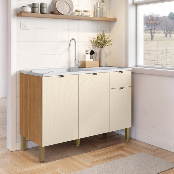 Balcão de Cozinha 3 Portas 1 Gaveta 120cm MDF Vert Plus Kits Paraná - FREIJO/SOFT