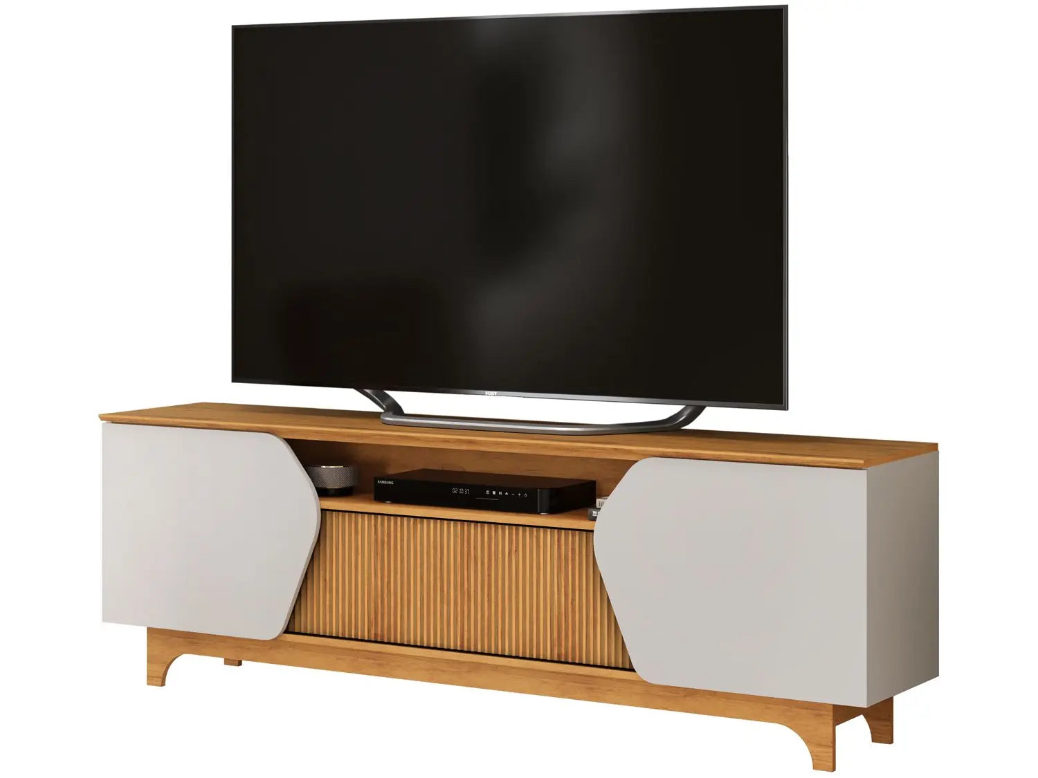 Bancada Para Tv Até 75" Ripado 180cm Helo DJ Móveis - BALI/CEDRO