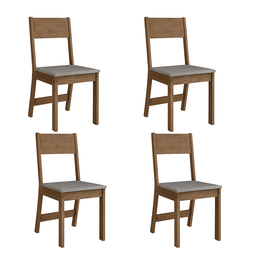 Kit 4 Cadeiras Estofadas Karla Indekes - FREIJO