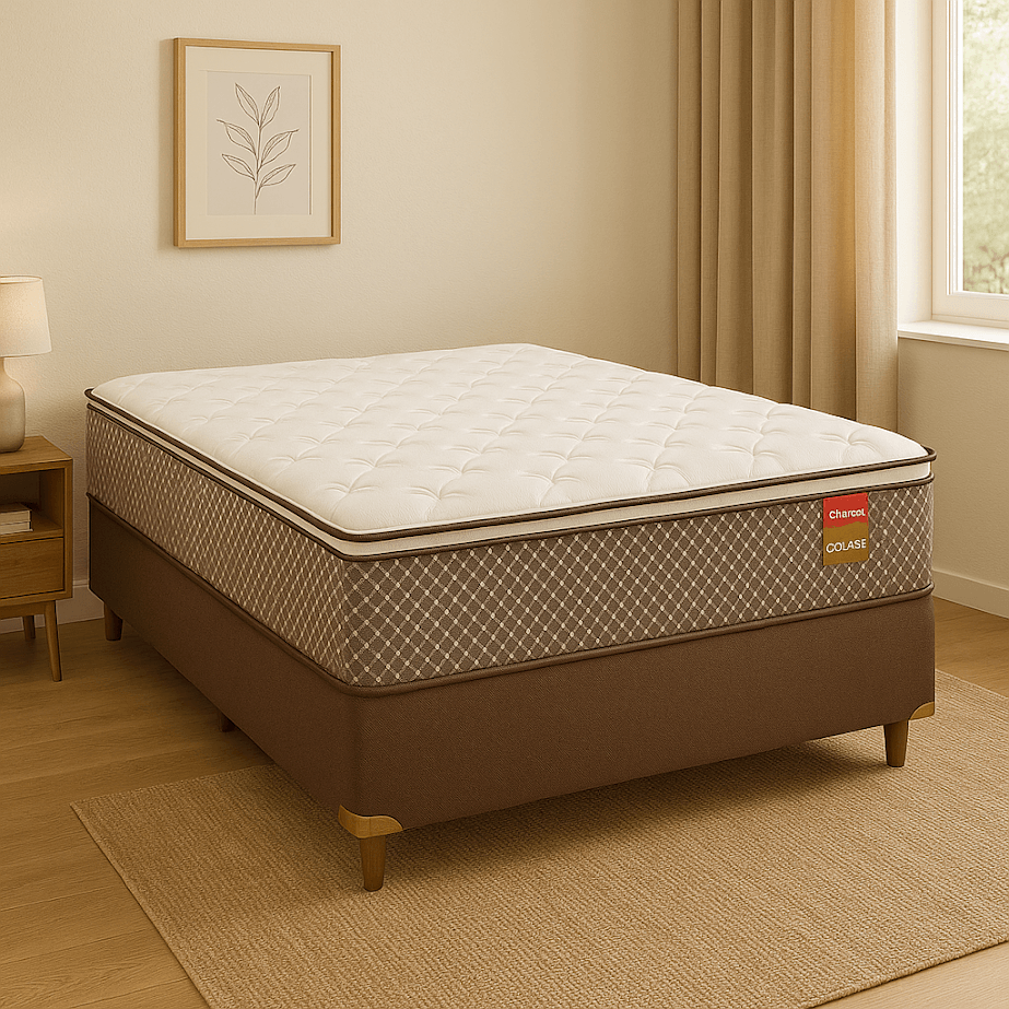 Cama Box Casal (Colchão + Base) Molas Ensacadas Pillow Top Executive 188x138cm Reconflex