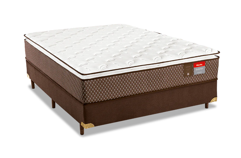 Cama Box Casal (Colchão + Base) Molas Ensacadas Pillow Top Executive 188x138cm Reconflex - MARROM