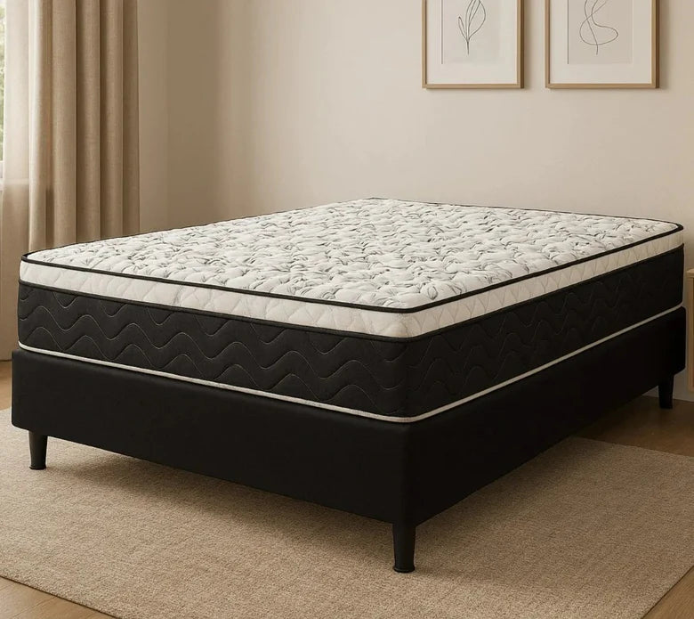 Cama Box Casal Gold (Colchão+Base)138x68 D33 Placa EPS Reconflex - PRETO