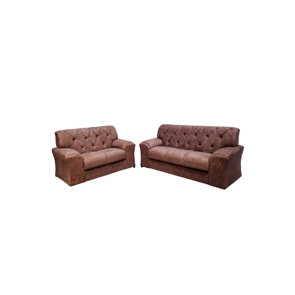 Conjunto de Sofá 2 e 3 Lugares Caribe Capitonê Masterflex - MARROM SUEDE PENA