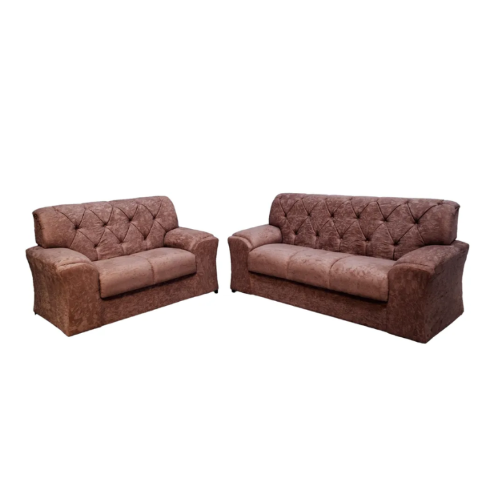 Conjunto de Sofá 2 e 3 Lugares Caribe Capitonê Masterflex - MARROM SUEDE PENA