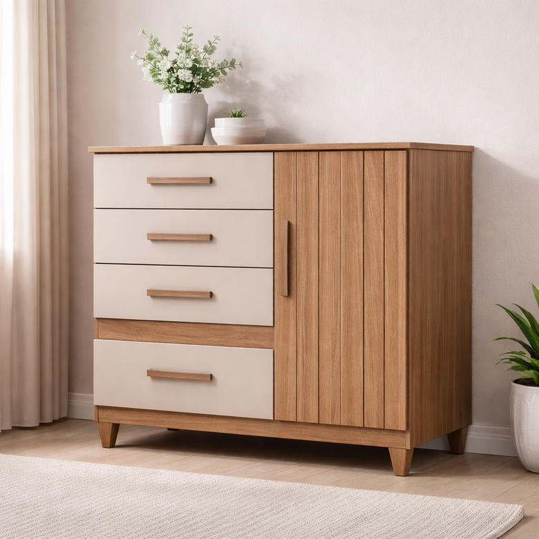 Cômoda 4 Gavetas 1 Porta Vênus Moval