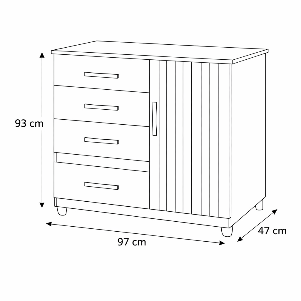 Cômoda 4 Gavetas 1 Porta Vênus Moval