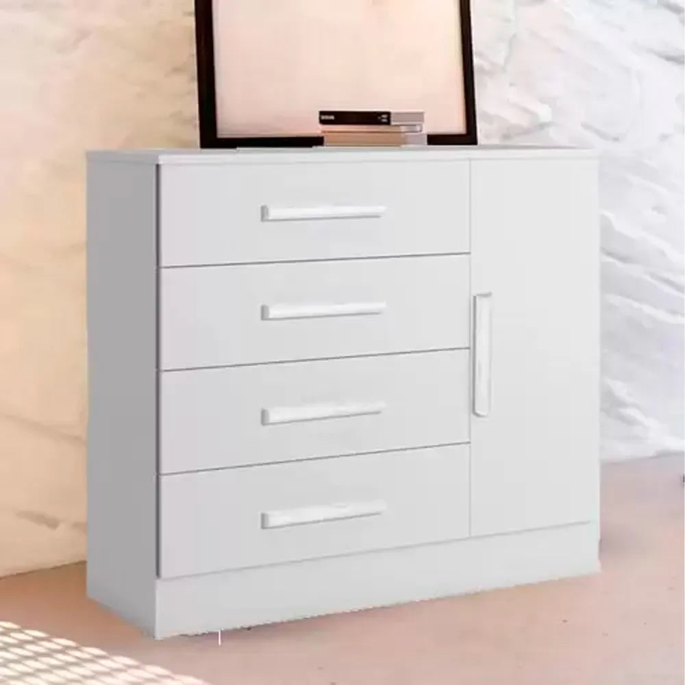 Comoda 1 Porta 4 Gavetas Zeus Bianchi - BRANCO
