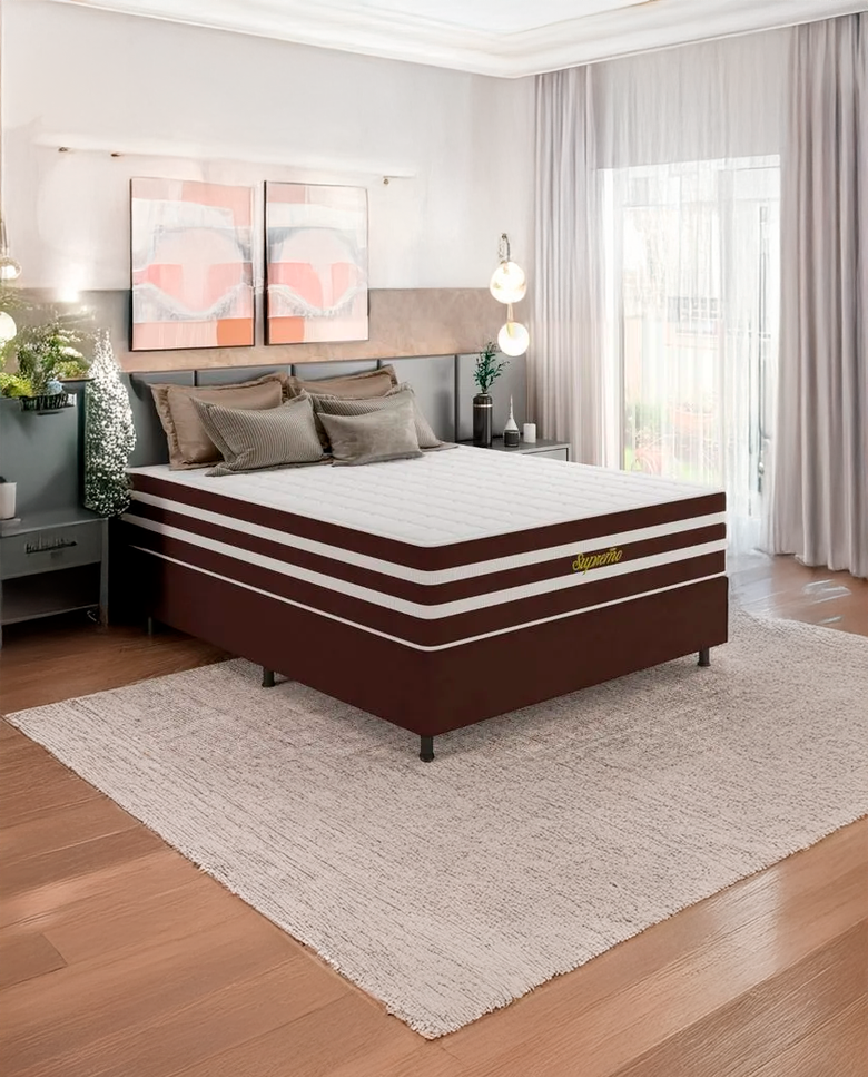 Cama Box Casal (Colchão + Base) 138x188 Supremo Bacetto