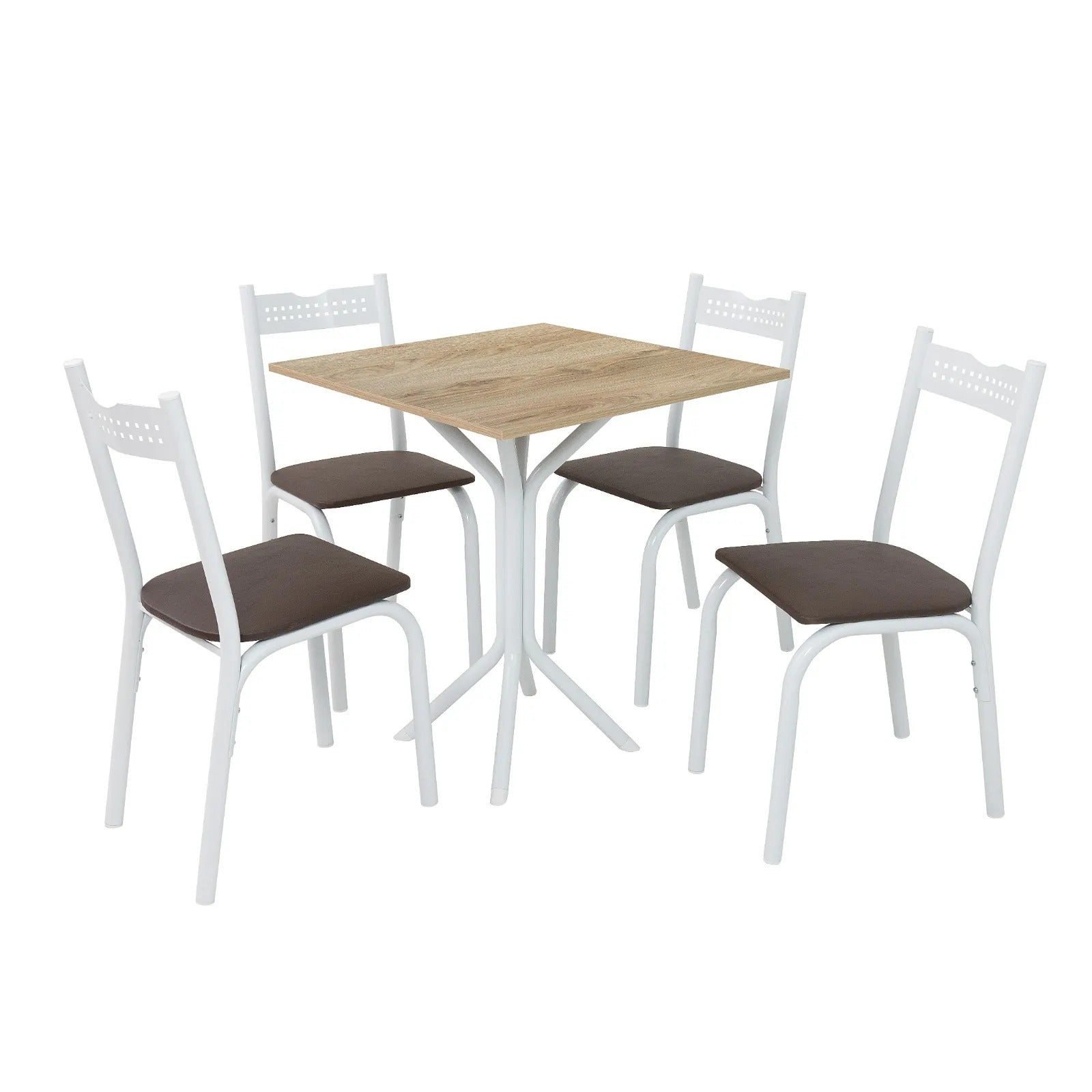 Mesa com 4 Cadeiras para Cozinha 68 Cm Branco Carvalho Ciplafe - BRANCO