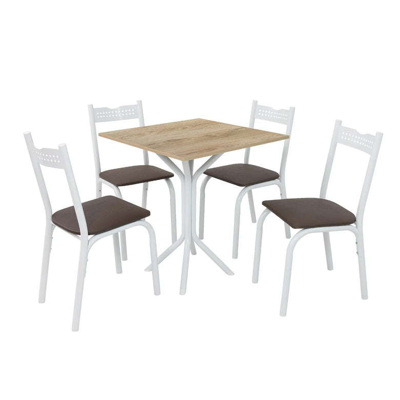 Mesa com 4 Cadeiras para Cozinha 68 Cm Branco Carvalho Ciplafe