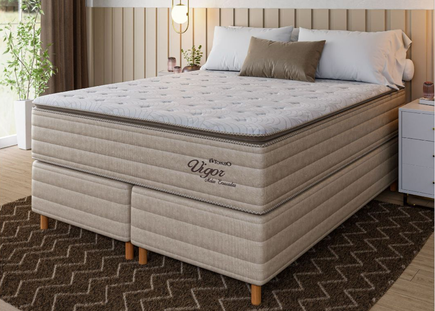 Conjunto Box Queen 158x198 Vigor Topazio - BEGE