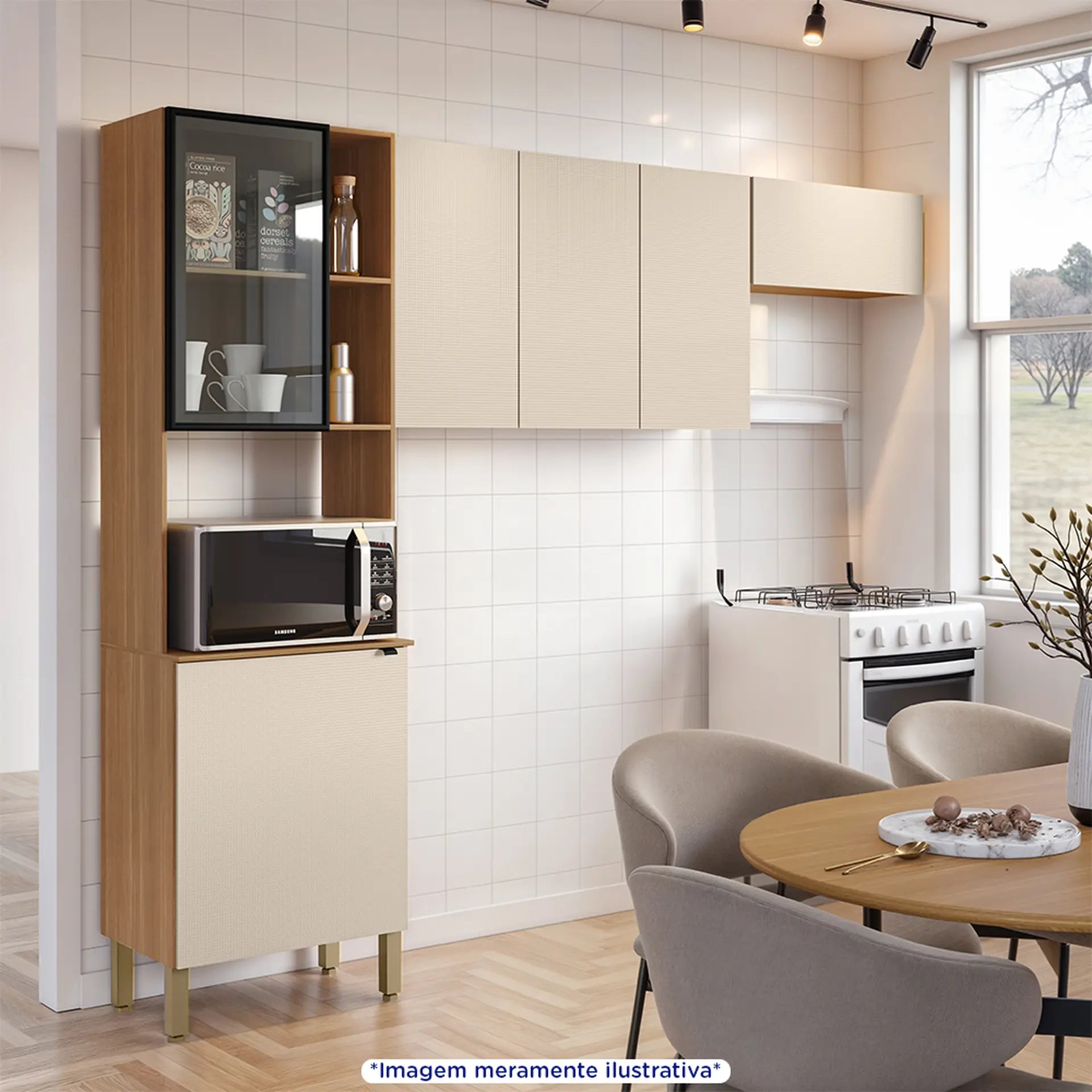 Cozinha Compacta 3 Peças 6 Potas MDF Vert Plus Kit's Paraná - FREIJO/SOFT