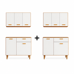 Kit 2 Unidades Cozinha Compacta Balcão e Armário Aéreo Ester Poliman Móveis