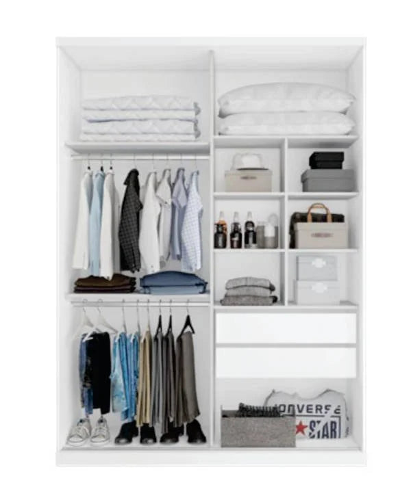 Guarda-Roupa 2 Portas Solteiro Búzios Bianchi com Espelho