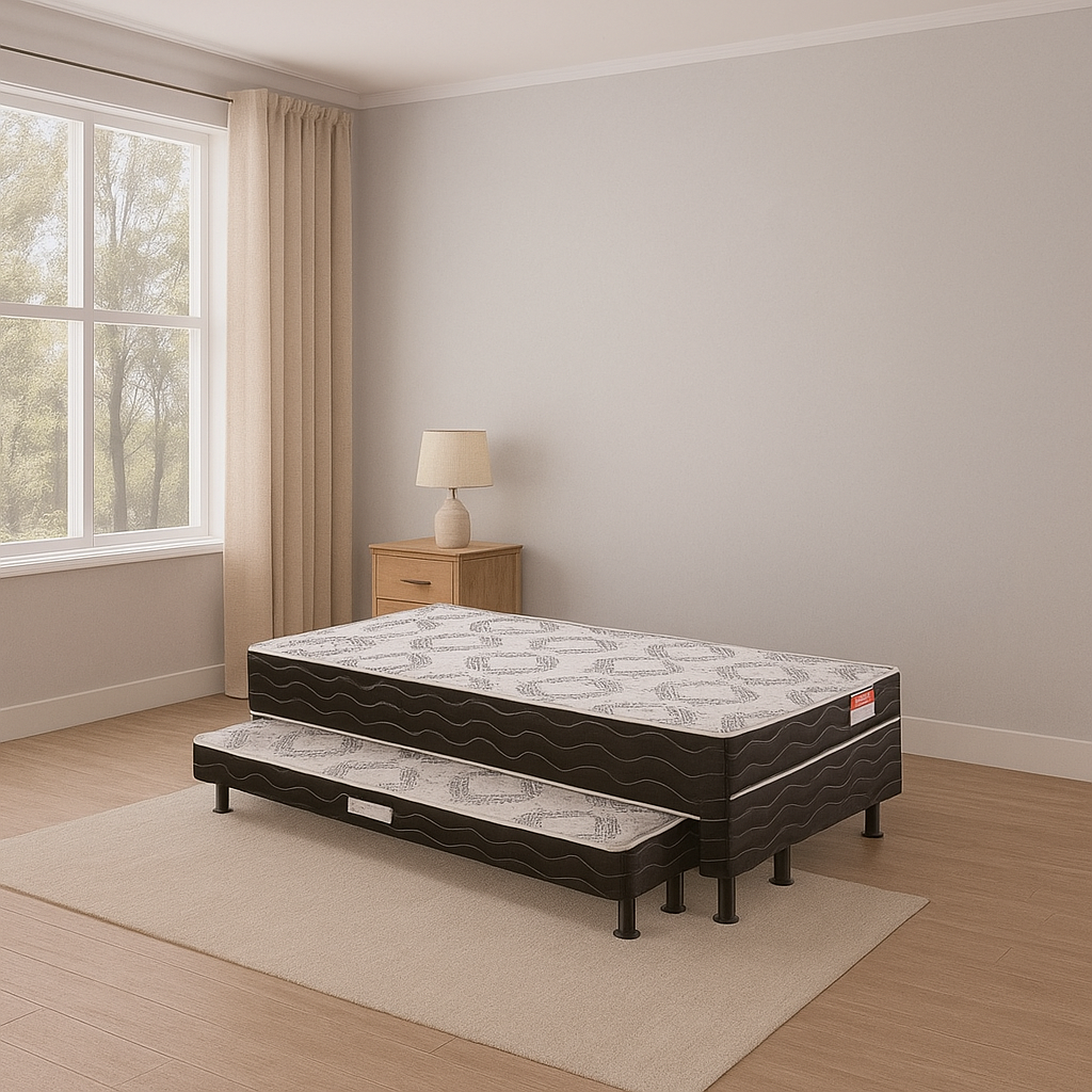 Cama Box Solteiro Com Auxiliar Rubi 88x188 Reconflex - MARROM