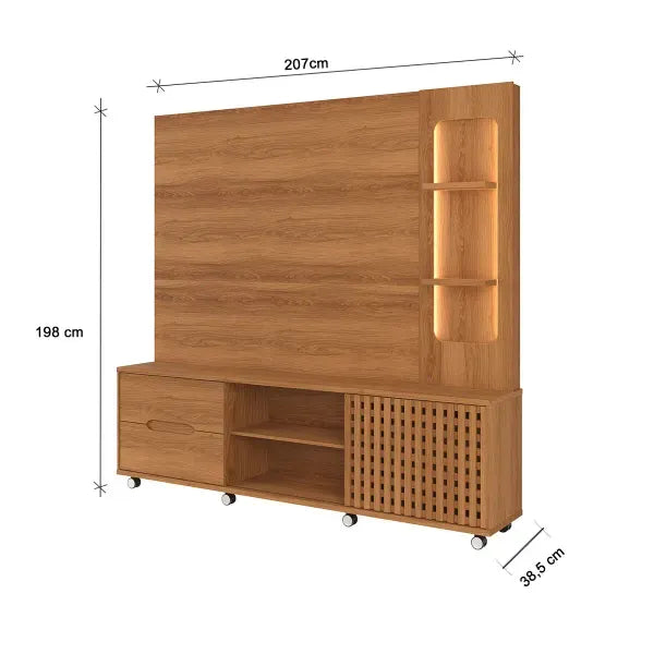 Home para TV até 70 Polegadas 1 Porta Correr 2 Gavetas Rodízio Brise Lukaliam