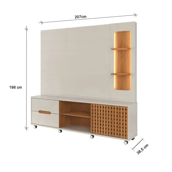 Home para TV até 70 Polegadas 1 Porta Correr 2 Gavetas Rodízio Brise Lukaliam