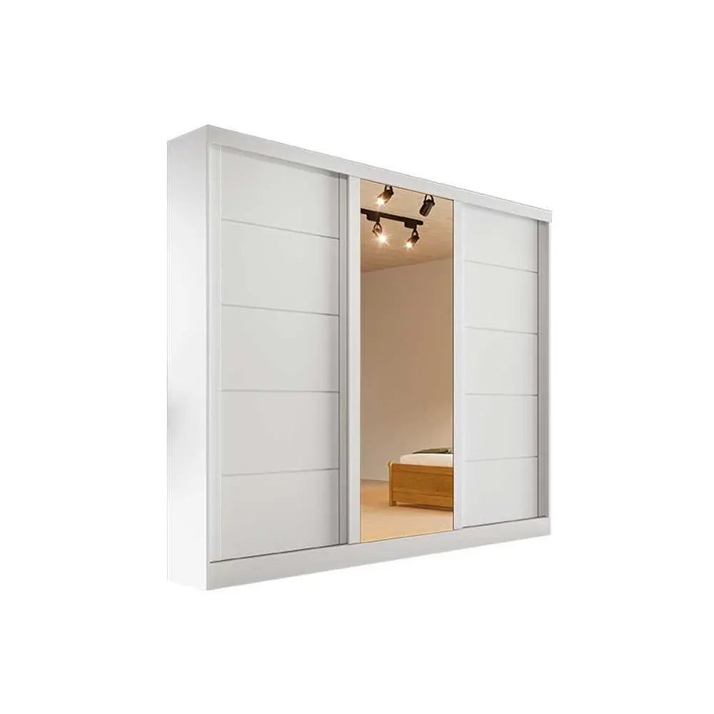 Guarda-roupa Casal Com Espelho 3 Portas 4 Gavetas Capri Bianchi - BRANCO