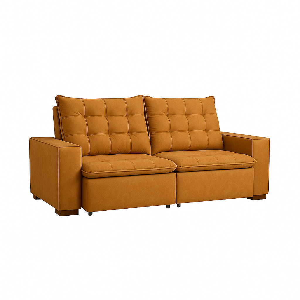 Sofá Retrátil e Reclinável 3 Lugares Chicago Veludo  Marquês Estofados - VELUDO CARAMELO