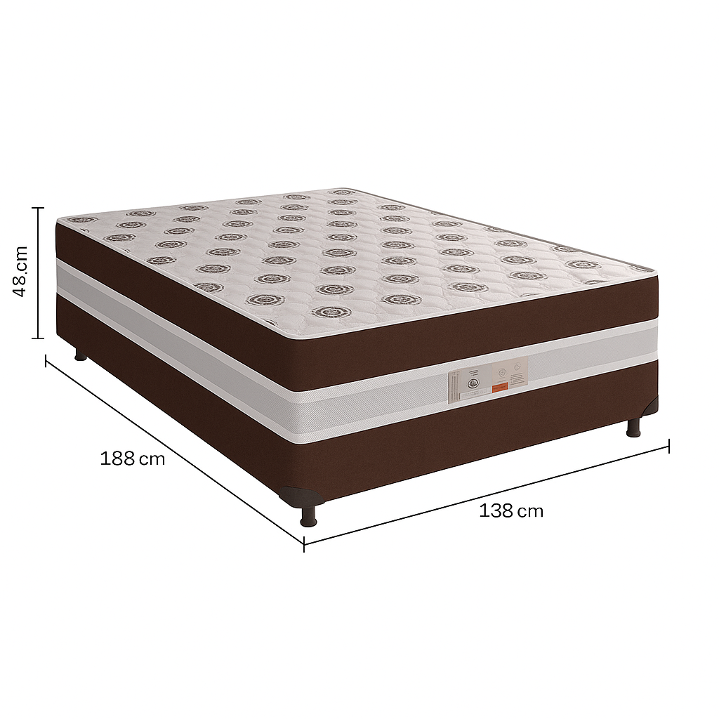 Kit 02 Camas Box Casal Conjugada 138x48 Black Bacetto