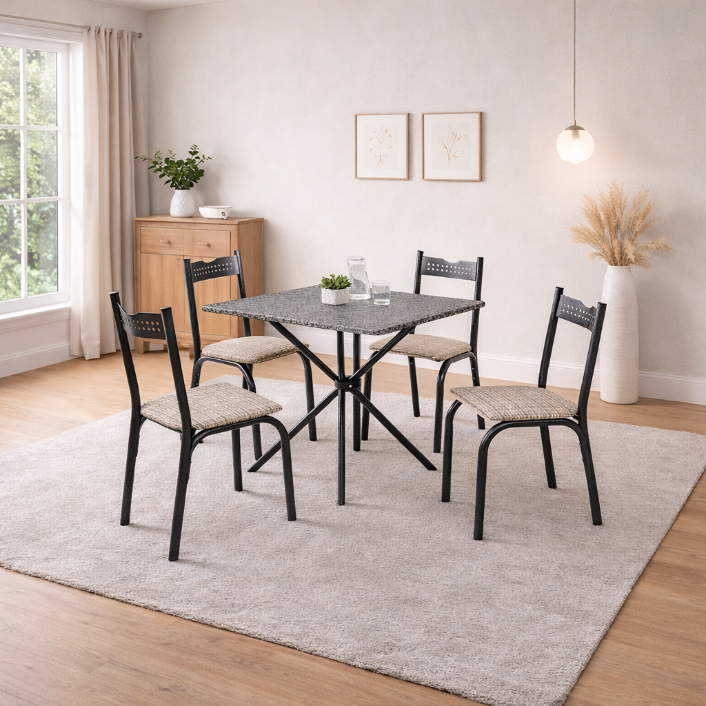 Conjunto De Mesa Com 4 Cadeiras Ciplafe - PRETO
