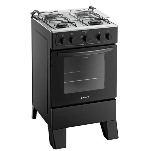 Fogão 4 Bocas  Automático Milão Plus  Atlas - PRETO
