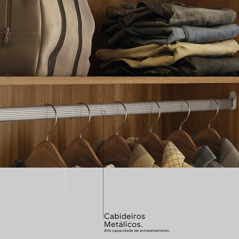 Guarda-Roupa Casal Com Espelho 6 Portas 4 Gavetas Giardino Demóbile