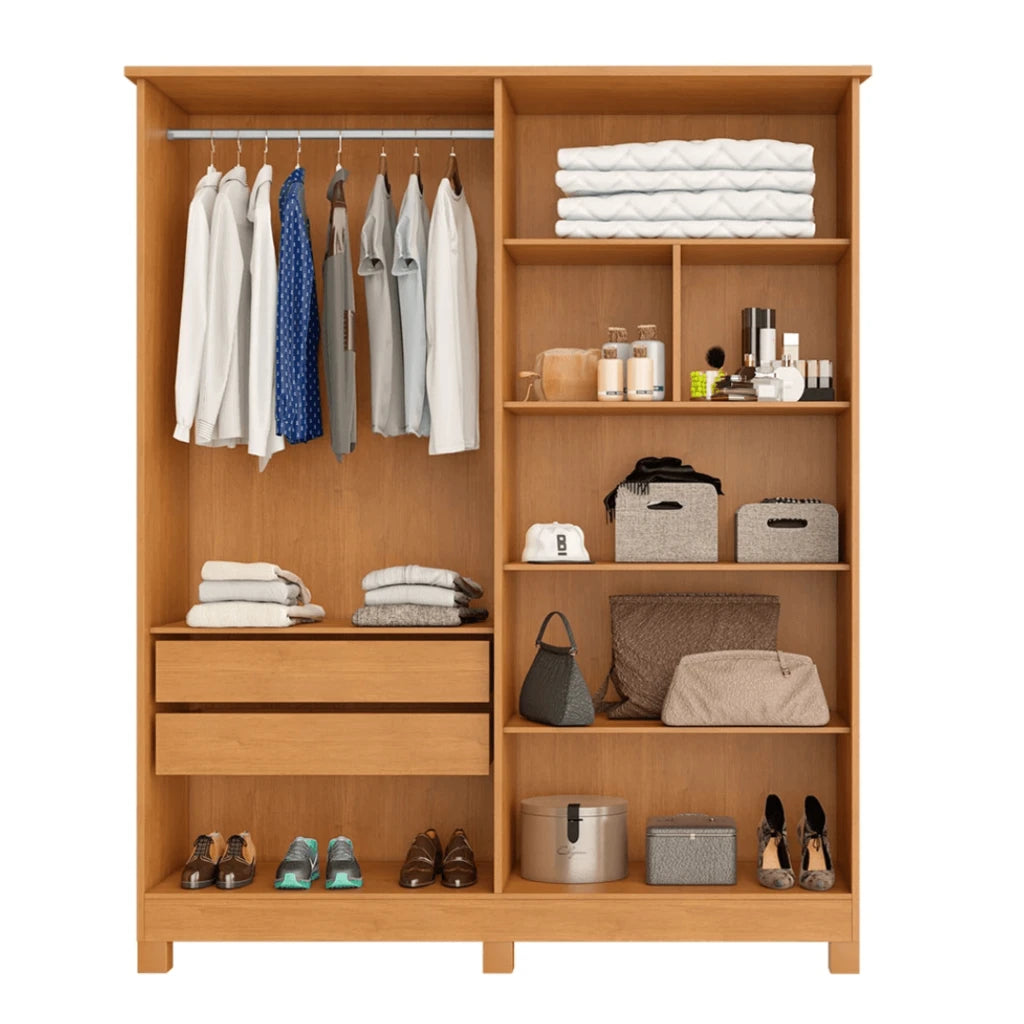 Guarda-Roupa Solteiro 4 Portas 2 Gavetas MDF Nina Bianchi